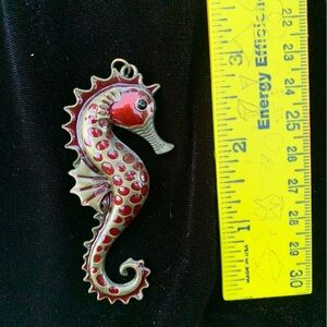 Red Seahorse Fish Pendant or Keychain